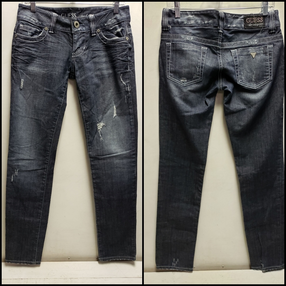 Womens GUESS Los Angeles 1981 Daredevil Skinny Leg jeans 28x32 blue denim